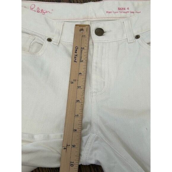 Lilly Pulitzer Main Line Straight Leg Jeans Mid Rise Pockets Denim White Size 4 - Picture 5 of 15
